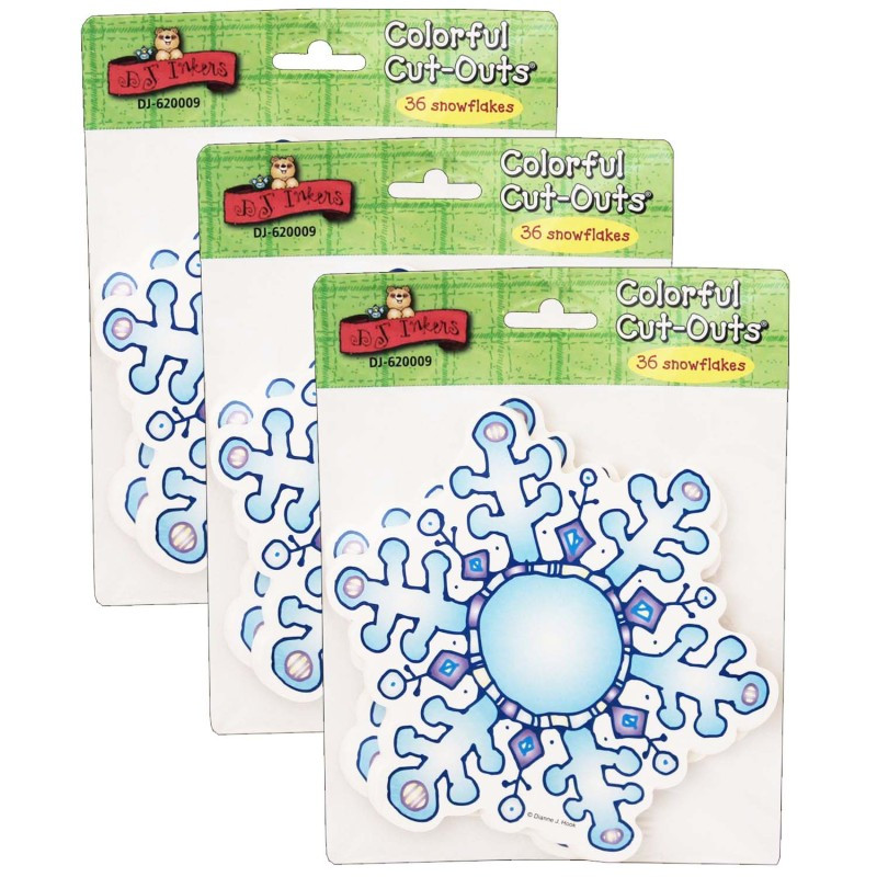 CARSON DELLOSA EDUCATION Carson Dellosa Education Snowflakes Cut-Outs by DJ Inkers, 36 Per Pack, 3 Packs
