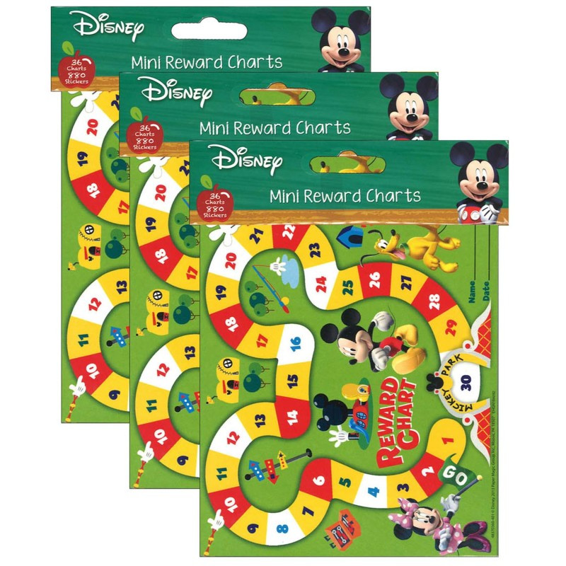 EUREKA Eureka® Mickey Mouse Clubhouse® Mickey Park Mini Reward Charts with Stickers, 36 Charts Per Pack, 3 Packs