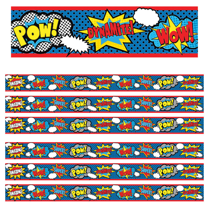 TEACHER CREATED RESOURCES Teacher Created Resources® Superhero Straight Border Trim, 35 Feet Per Pack, 6 Packs