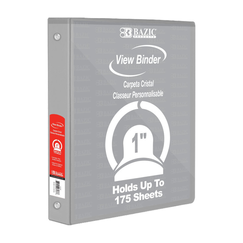 BAZIC PRODUCTS BAZIC Products® 3-Ring View Binder with 2 Pockets, 1", Gray