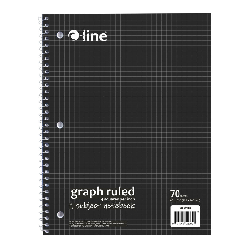 C-LINE PRODUCTS INC C-Line® 1-Subject Notebook, 4 x 4 Graph Ruled, Black