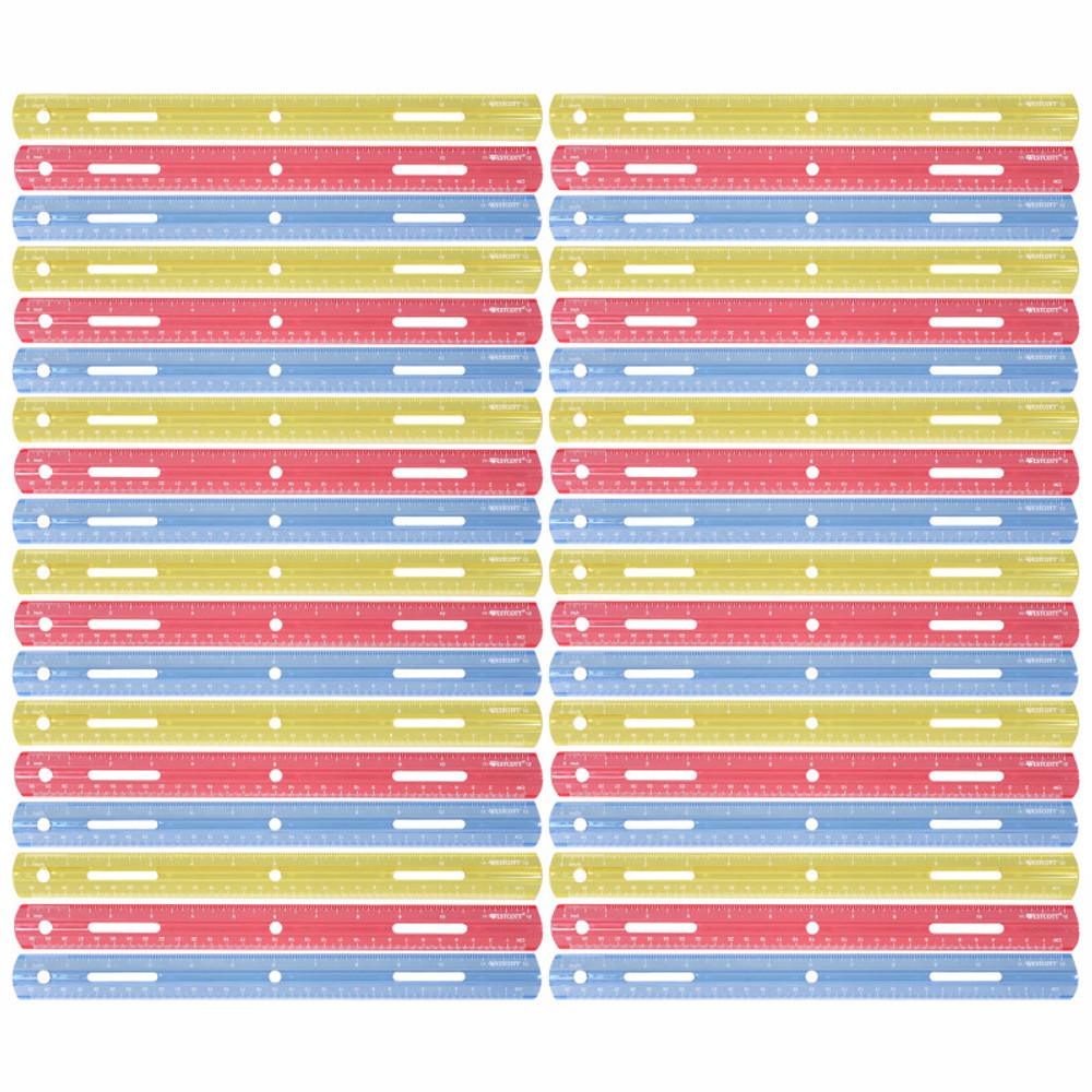 ACME UNITED CORPORATION Westcott® 12" Plastic Ruler, Assorted Colors, Pack of 36