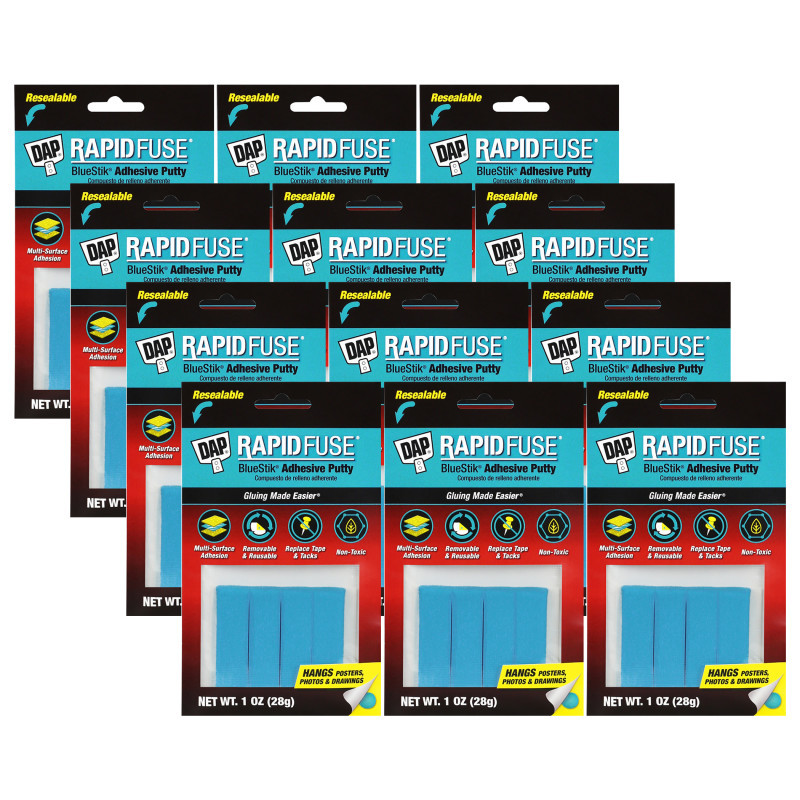 DAP GLOBAL INC DAP® BlueStik™ Reusable Adhesive Putty, 1 oz. Per Pack, 12 Packs