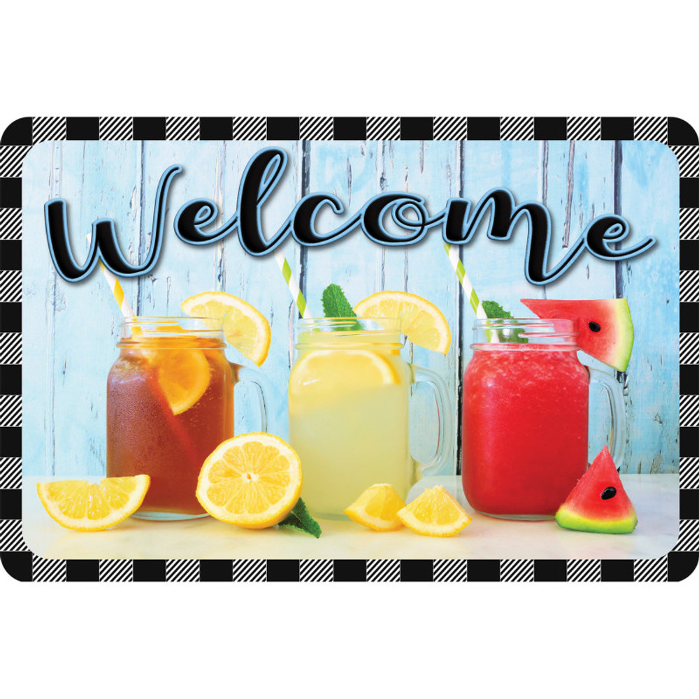 ASHLEY PRODUCTIONS Ashley Productions® The Original Fun Mat™, Welcome Mat, 15.5" x 23.5", Mason Jars Drinks Welcome