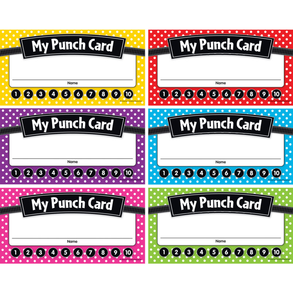 TEACHER CREATED RESOURCES Teacher Created Resources® Polka Dots Punch Cards, Pack of 60