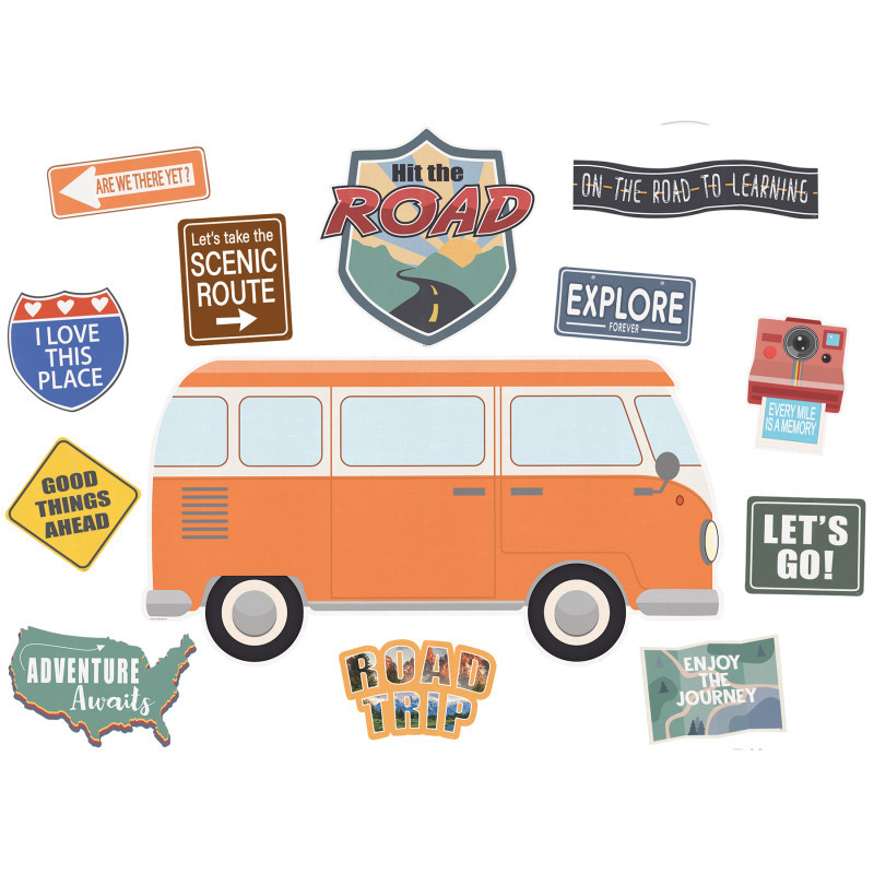 TEACHER CREATED RESOURCES Teacher Created Resources® Moving Mountains Road Trip Hit the Road Bulletin Board Set, 15 Pieces