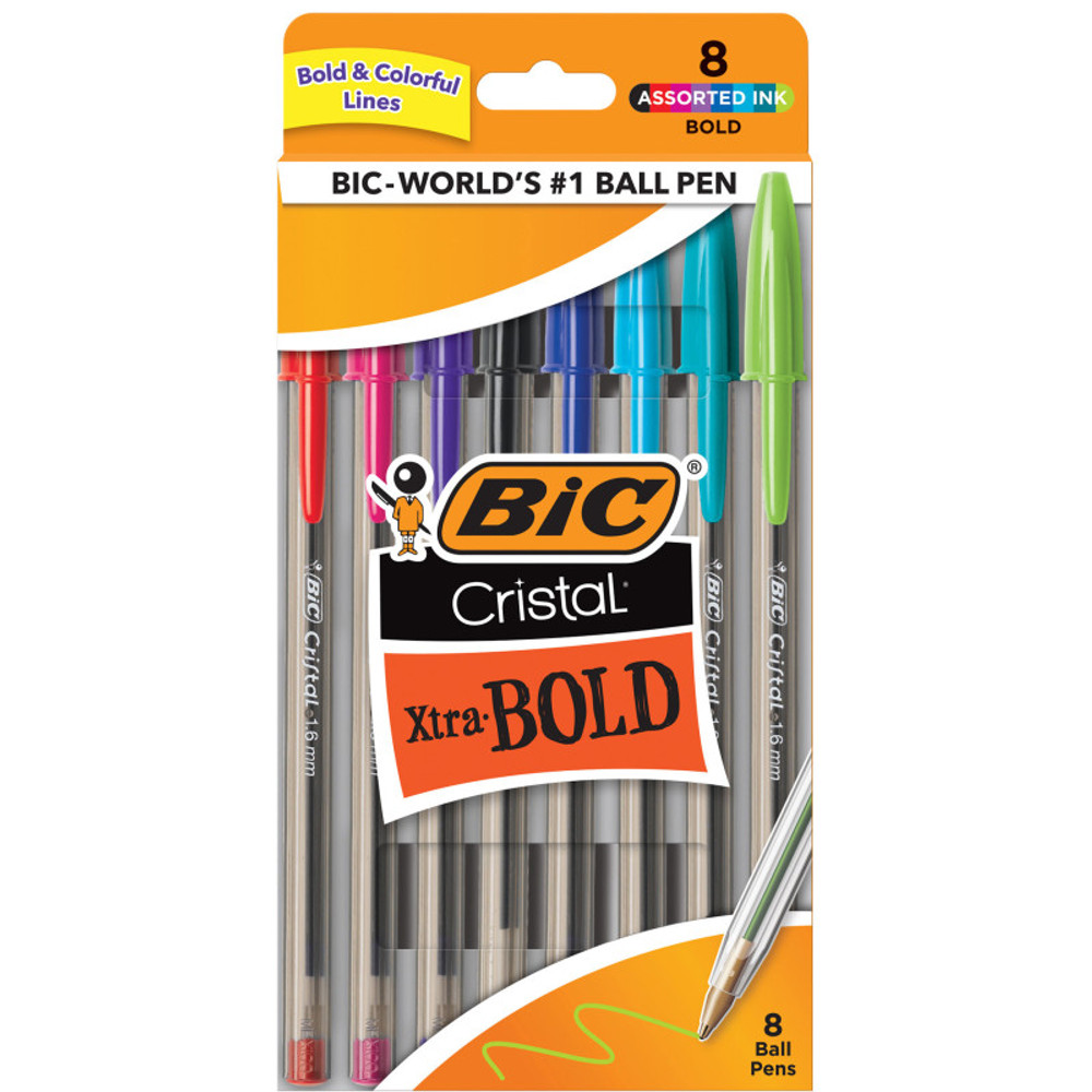 BIC USA INC BIC® Cristal Xtra Bold Fashion Bold Point (1.6mm) 8-Pack Pouch