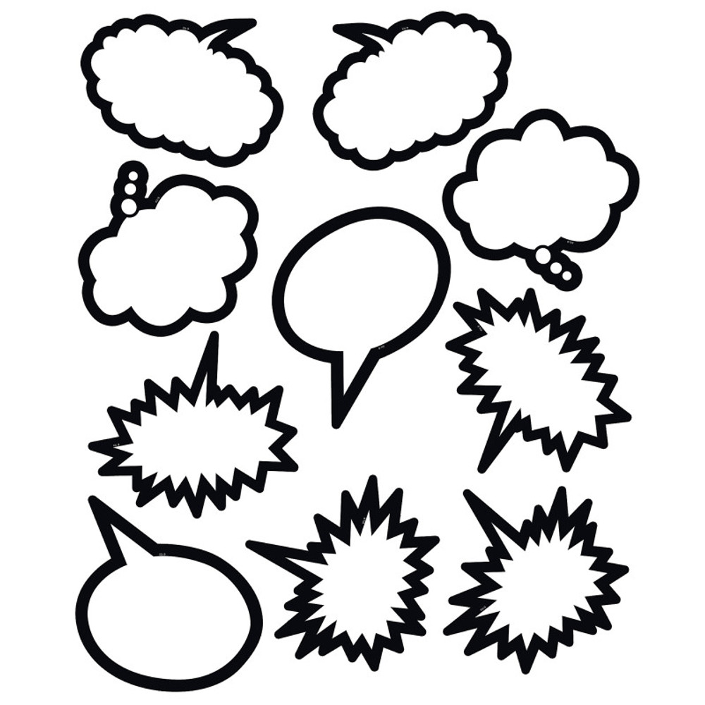 TEACHER CREATED RESOURCES Teacher Created Resources® Superhero Black & White Speech/Thought Bubbles Accents, Pack of 30
