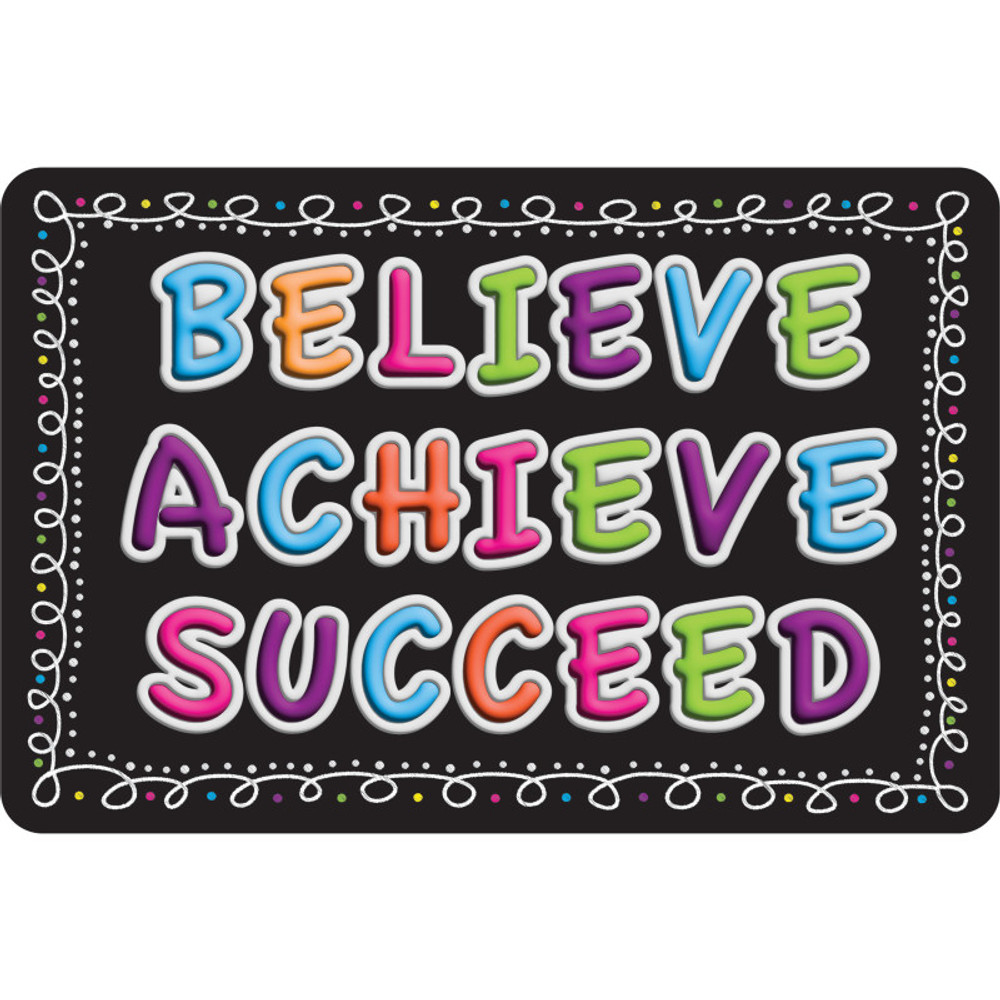 ASHLEY PRODUCTIONS Ashley Productions® The Original Fun Mat™, Welcome Mat, 15.5" x 23.5", Believe, Achieve, Succeed, Chalk Loops