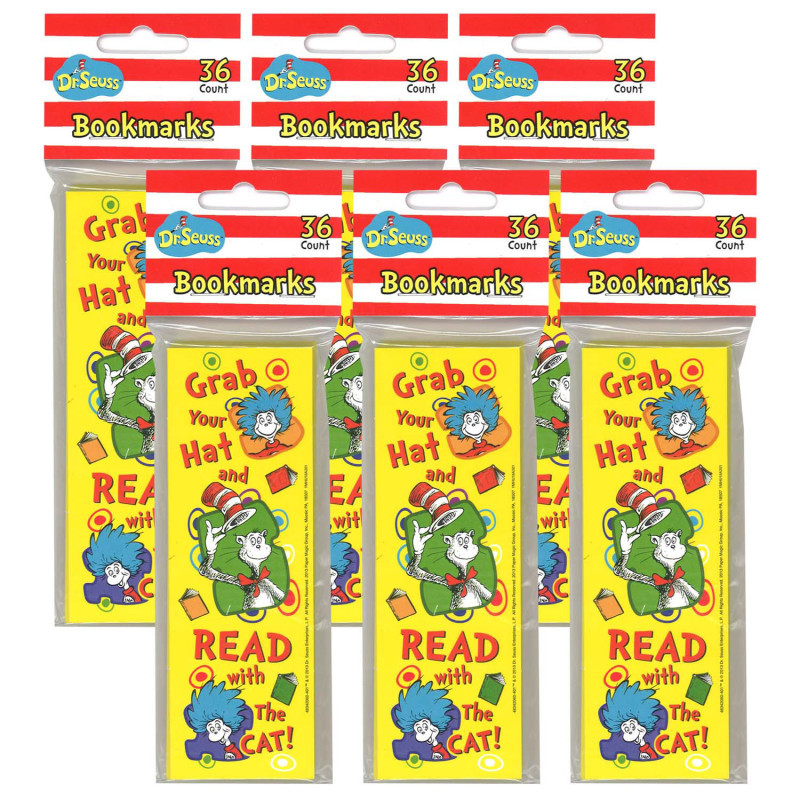 EUREKA Eureka® Dr. Seuss™ Grab Your Hat Bookmarks, 36 Per Pack, 6 Packs