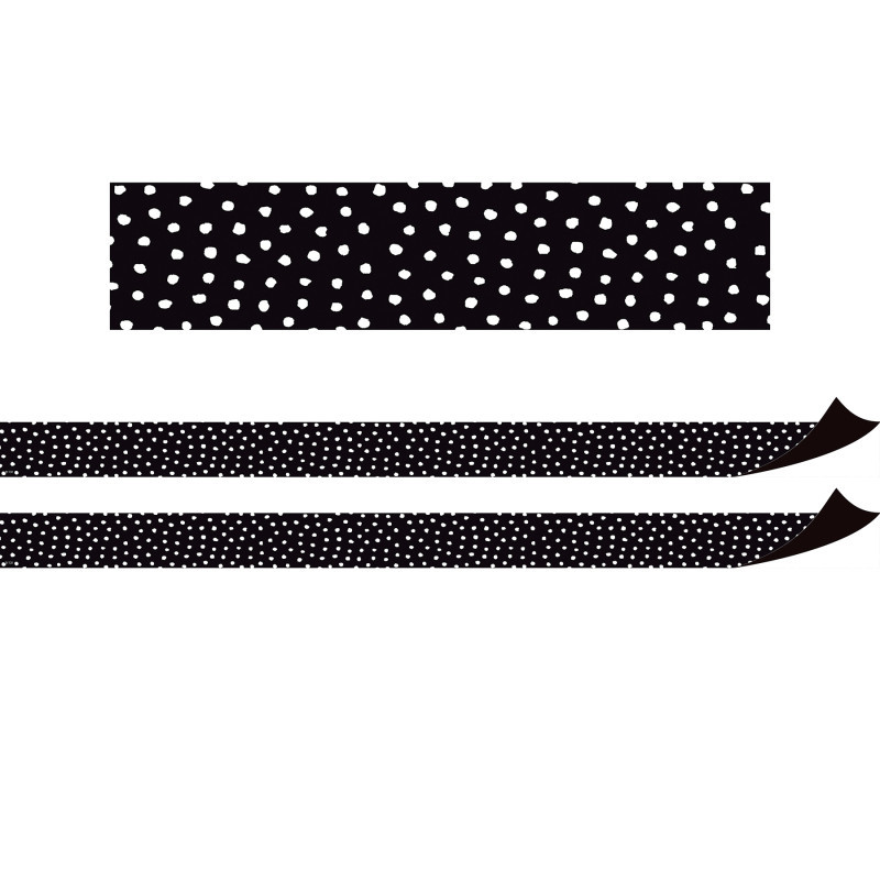 TEACHER CREATED RESOURCES Teacher Created Resources® Black with White Painted Dots Magnetic Border, 24 Feet Per Pack, 2 Packs
