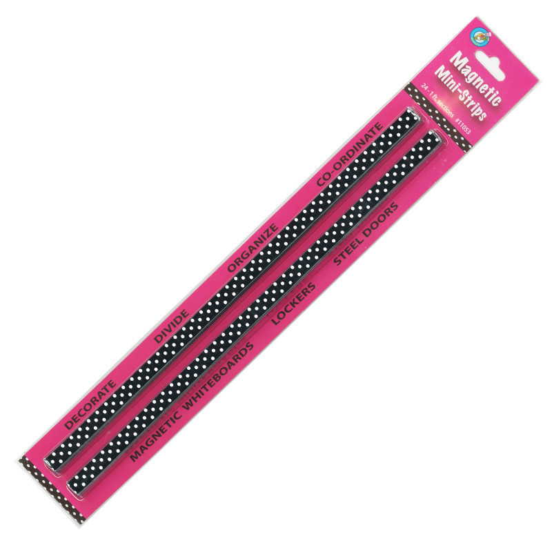 ASHLEY PRODUCTIONS Ashley Productions® Mini Magnetic Magi-Strips, B/W Dots, 24'