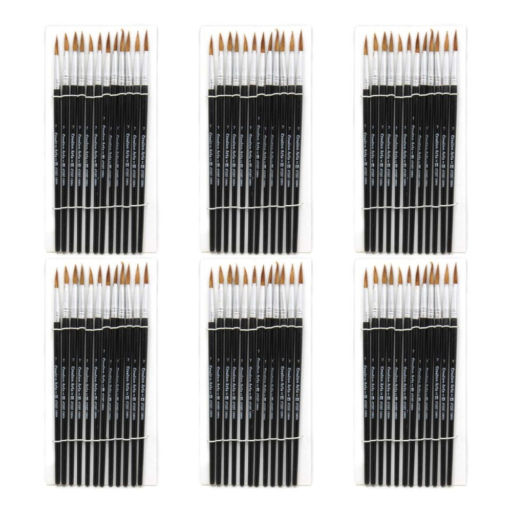 ADVANTUS Charles Leonard Water Color Paint Brushes, #7 - 3/4" Camel Hair, Black Handle, 12 Per Set, 6 Sets ADVANTUS Charles Leonard Water Color Paint Brushes, #7 - 3/4" Camel Hair, Black Handle, 12 Per Set, 6 Sets
