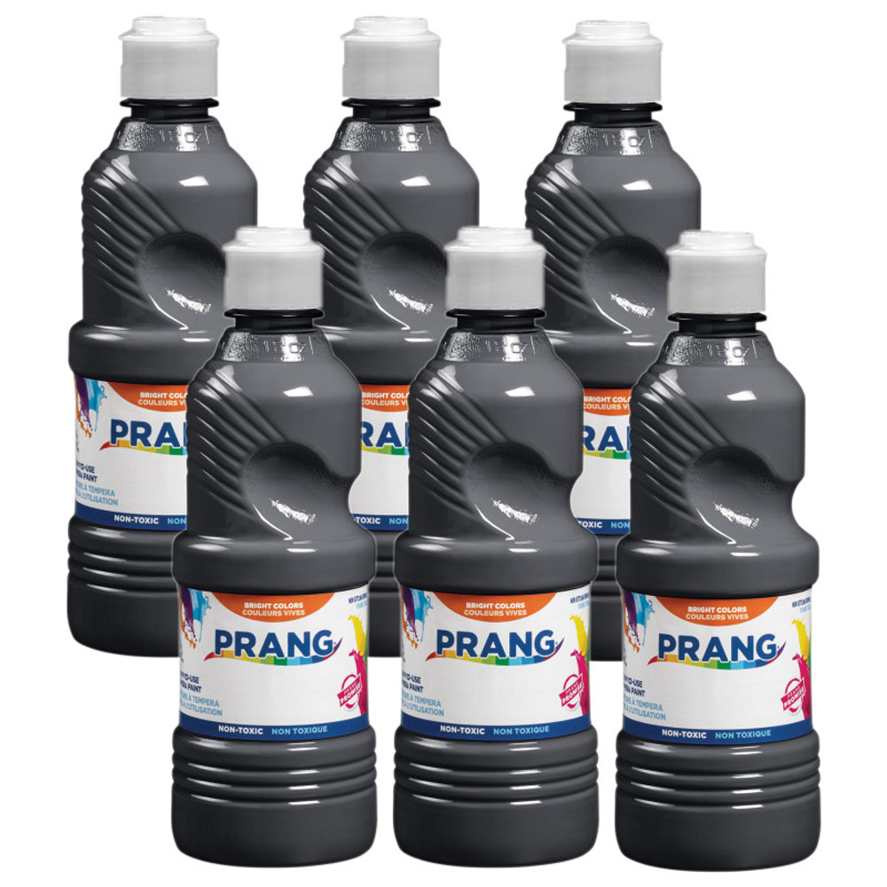 DIXON TICONDEROGA CO Prang® Ready-to-Use Tempera Paint, Black, 16 oz, Pack of 6