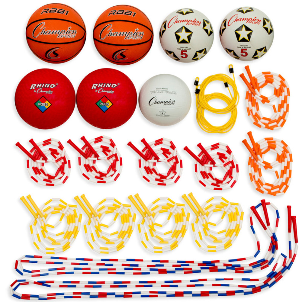 CHAMPION SPORTS Champion Sports Physical Education Kit with 7 Balls & 14 Jump Ropes, Assorted Colors
