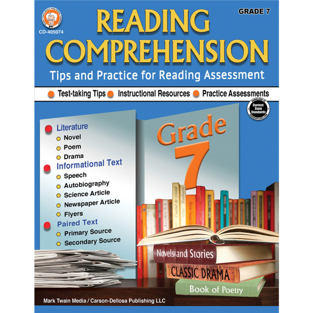 CARSON DELLOSA EDUCATION Mark Twain Media Reading Comprehension Workbook, Grade 7