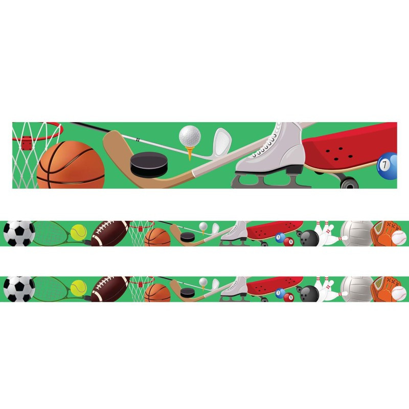 ADVANTUS Charles Leonard Borders/Trims, Magnetic, Rectangle Cut - 1-1/2" x 24", Sports Theme, 24' per Pack, 2 Packs