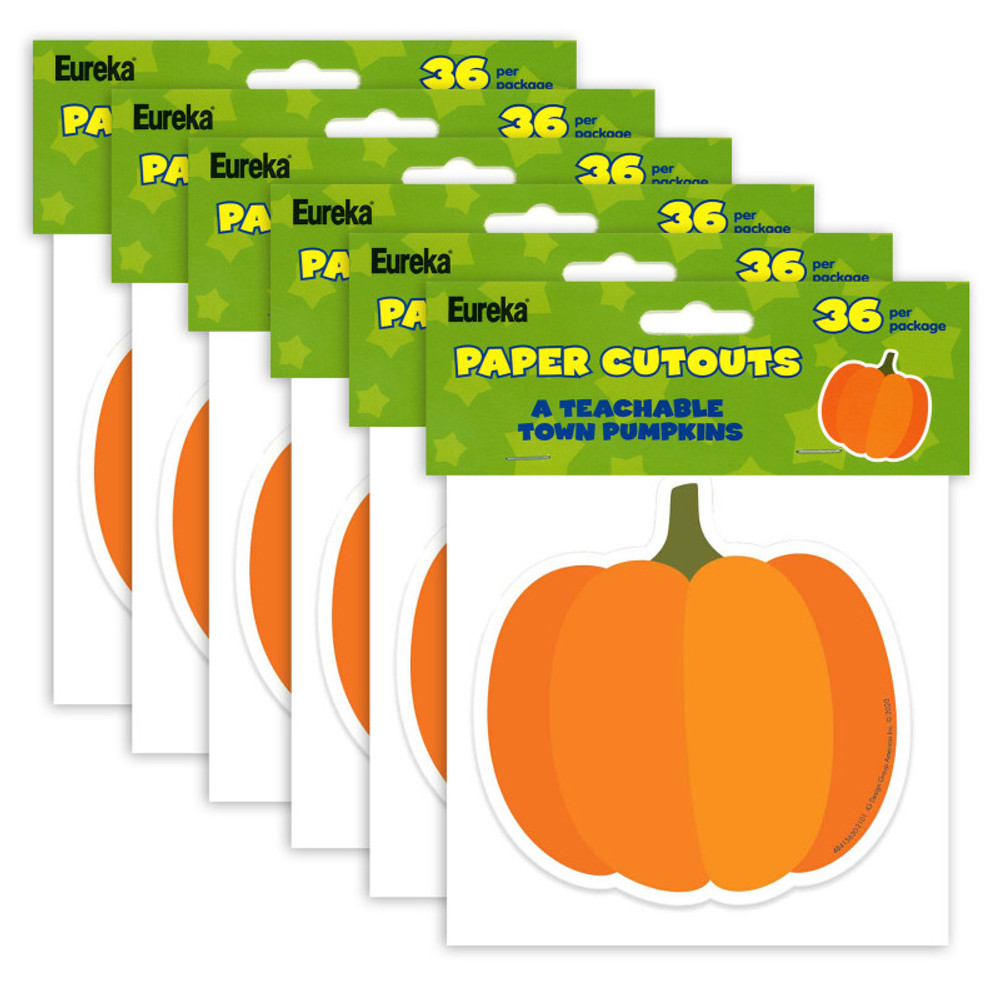 EUREKA Eureka® A Teachable Town Pumpkins Paper Cut-Outs, 36 Per Pack, 6 Packs
