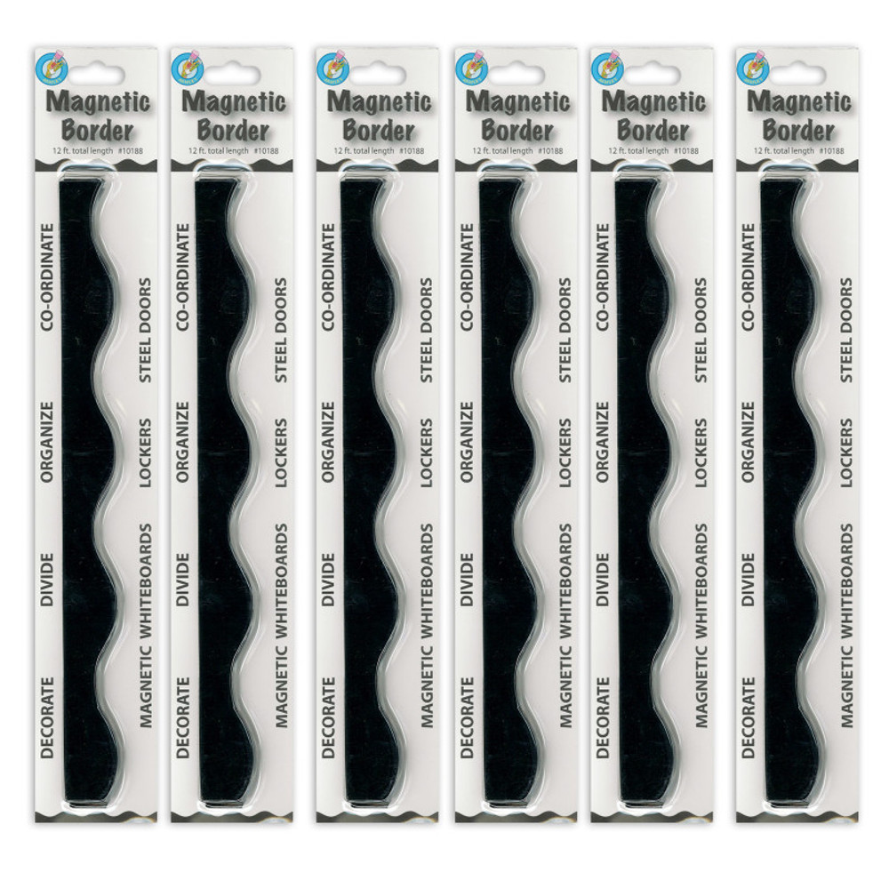 ASHLEY PRODUCTIONS Ashley Productions® Magnetic Border, Black, 12 Feet Per Pack, 6 Packs