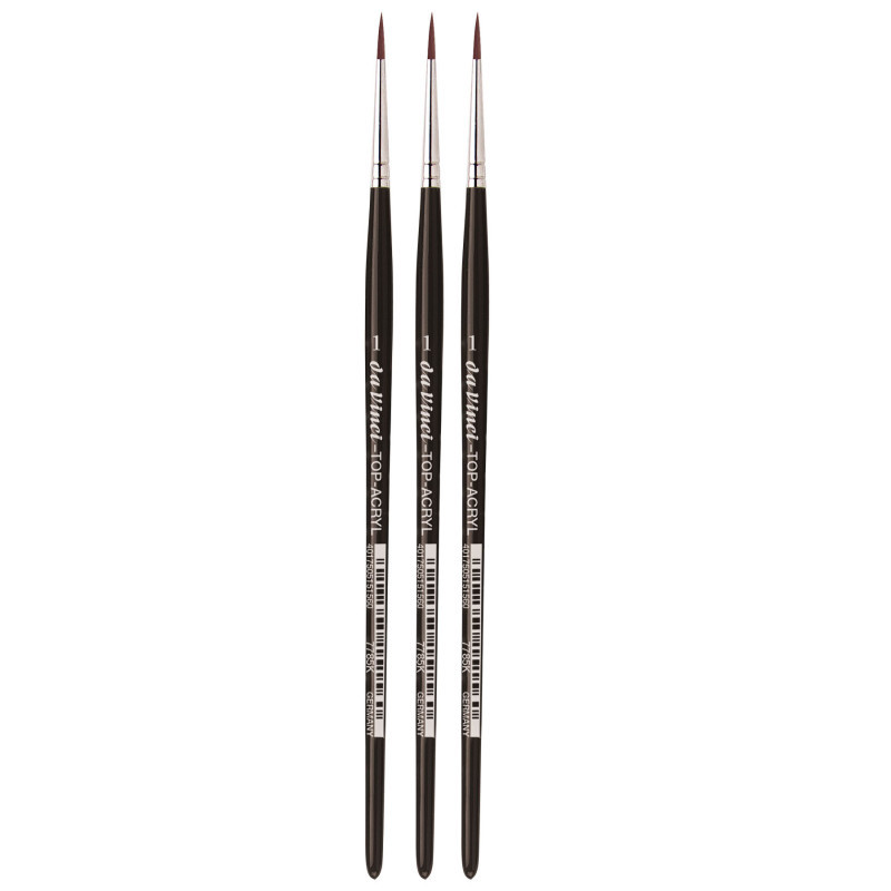 GREGORY DANIELS FINE ARTS INC da Vinci TOP-ACRYL Red-Brown Brush, Synthetic, Acrylic & Oil, Round, Series 7785K, Size 1, Pack of 3