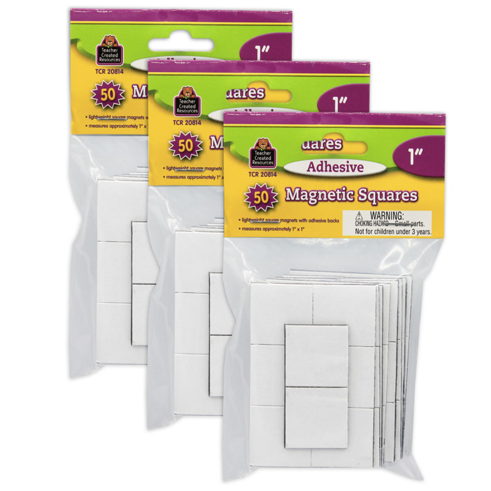 TEACHER CREATED RESOURCES Teacher Created Resources® Adhesive Magnetic Squares, 1", 50 Per Pack, 3 Packs