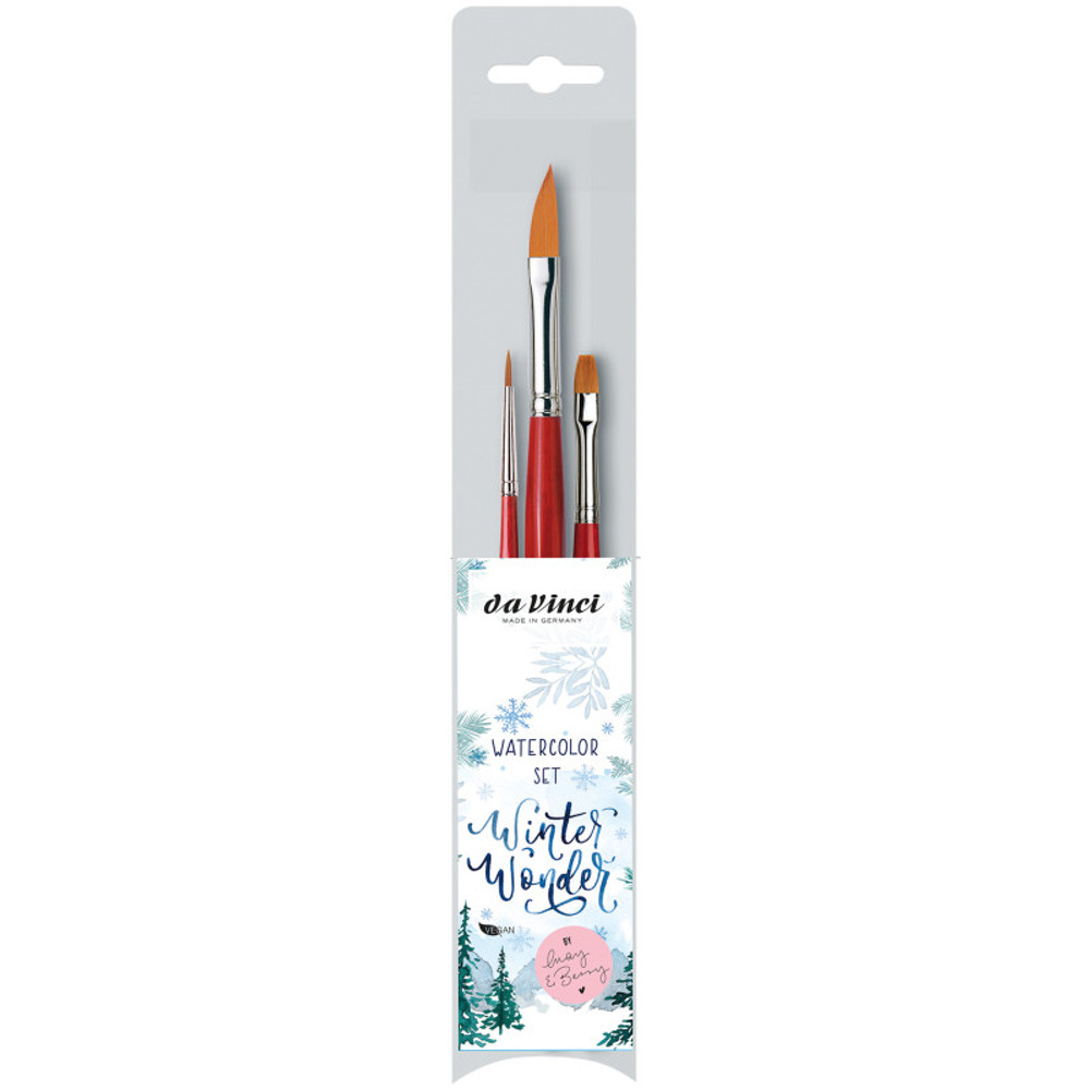 GREGORY DANIELS FINE ARTS INC da Vinci Artist Signature Collection by May & Berry Design Studio (Winter Wonder), Watercolor Brushes, Assorted, 3 Brush Set