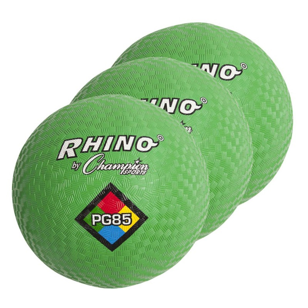 CHAMPION SPORTS Champion Sports Playground Ball, 8-1/2", Green, Pack of 3