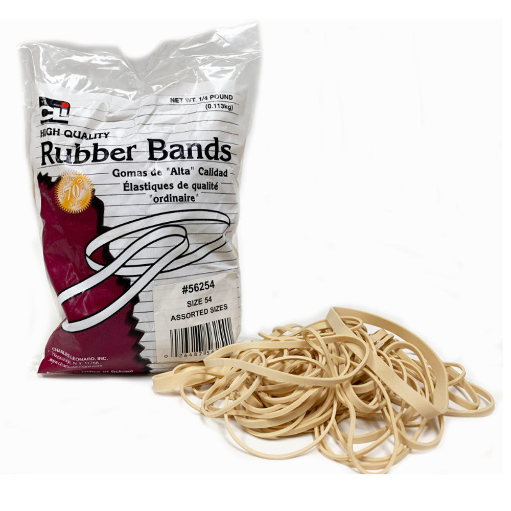 ADVANTUS Charles Leonard Rubber Bands, Assorted Sizes, 1/4 lb. Bag