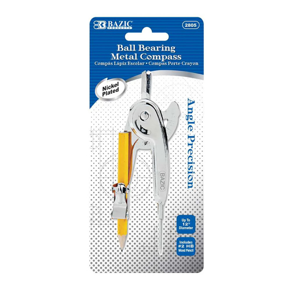 BAZIC PRODUCTS BAZIC Products® Metal Ball Bearing Compass with #2 Wood Pencil