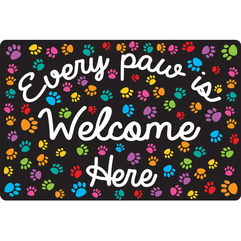 ASHLEY PRODUCTIONS Smart Poly® Welcome Mat with Slip Resistant Backing, 15.5" x 23.5", Paws, Every Paw is Welcome Here