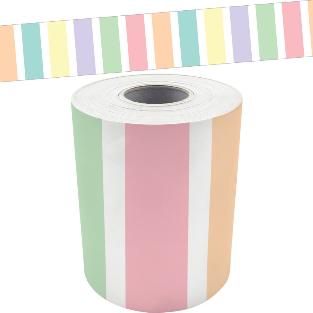 TEACHER CREATED RESOURCES Teacher Created Resources® Pastel Pop Stripes Straight Rolled Border Trim, 50 Feet