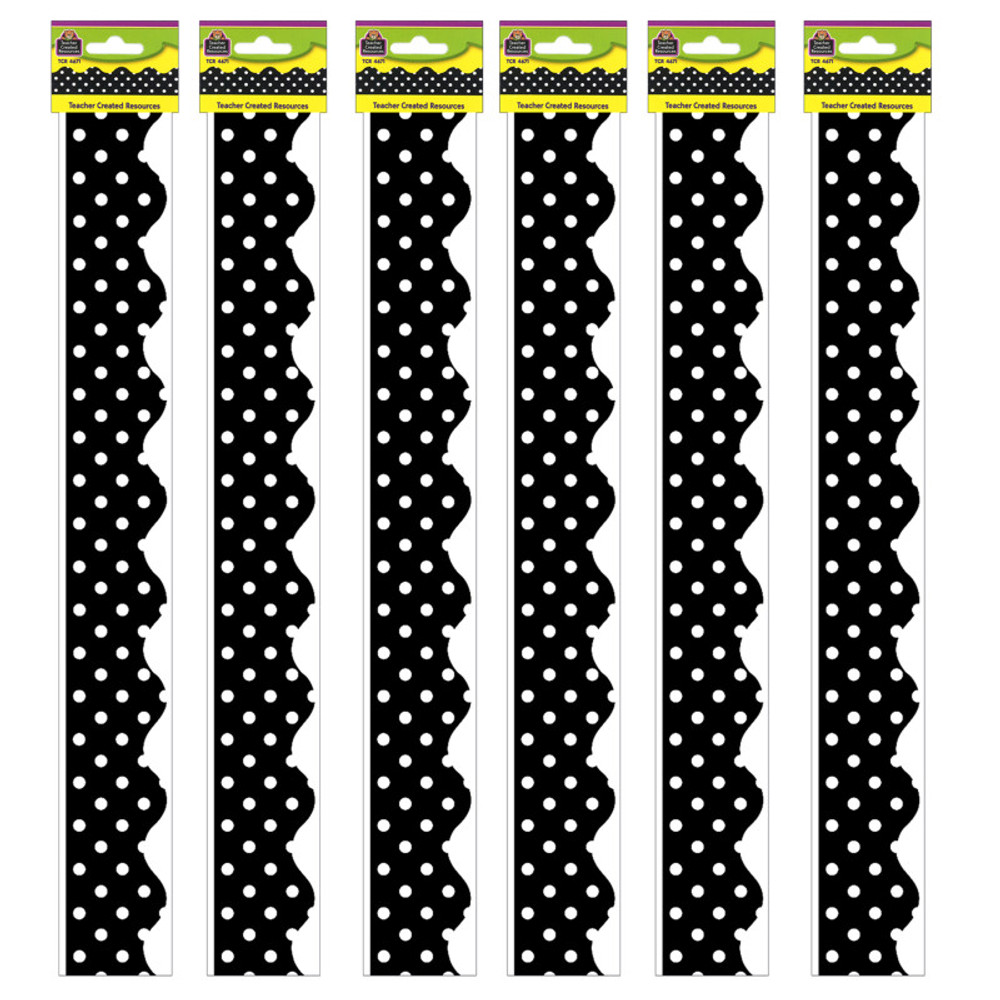 TEACHER CREATED RESOURCES Teacher Created Resources® Black Mini Polka Dots Border Trim, 35 Feet Per Pack, 6 Packs