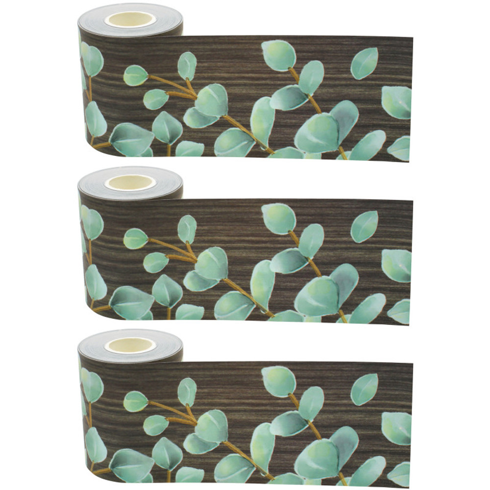 TEACHER CREATED RESOURCES Teacher Created Resources® Eucalyptus Straight Rolled Border Trim, 50 Feet Per Roll, Pack of 3