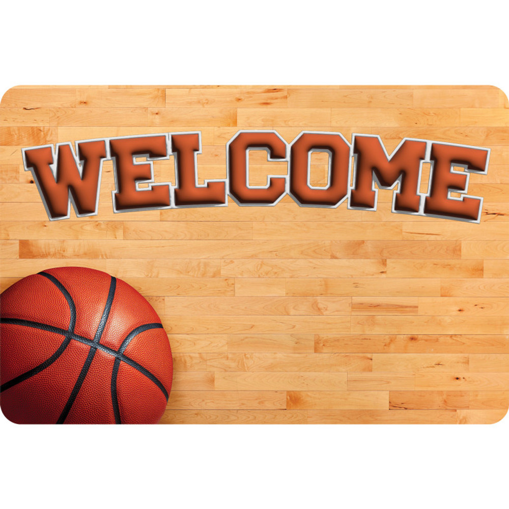 ASHLEY PRODUCTIONS Ashley Productions® The Original Fun Mat™, Welcome Mat, 15.5" x 23.5", Basketball Welcome