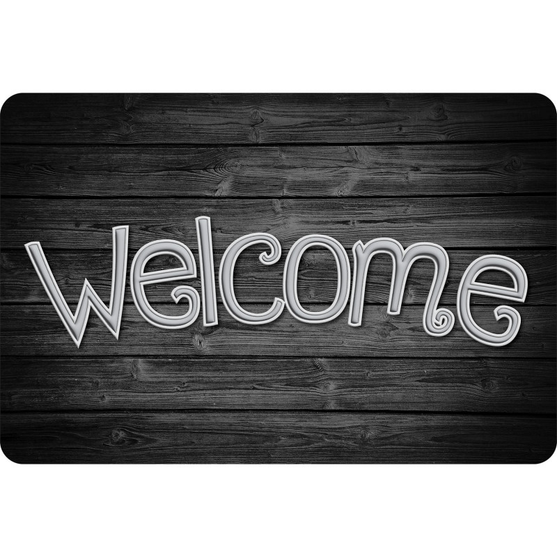 ASHLEY PRODUCTIONS Ashley Productions® The Original Fun Mat™, Welcome Mat, 15.5" x 23.5", Black Wood Welcome