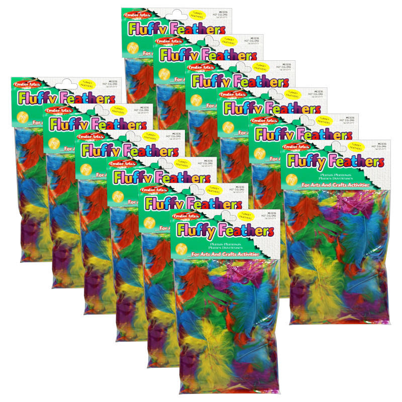 ADVANTUS Charles Leonard Creative Arts™ Turkey Feathers, Hot Colors, 14 Grams Per Pack, 12 Packs