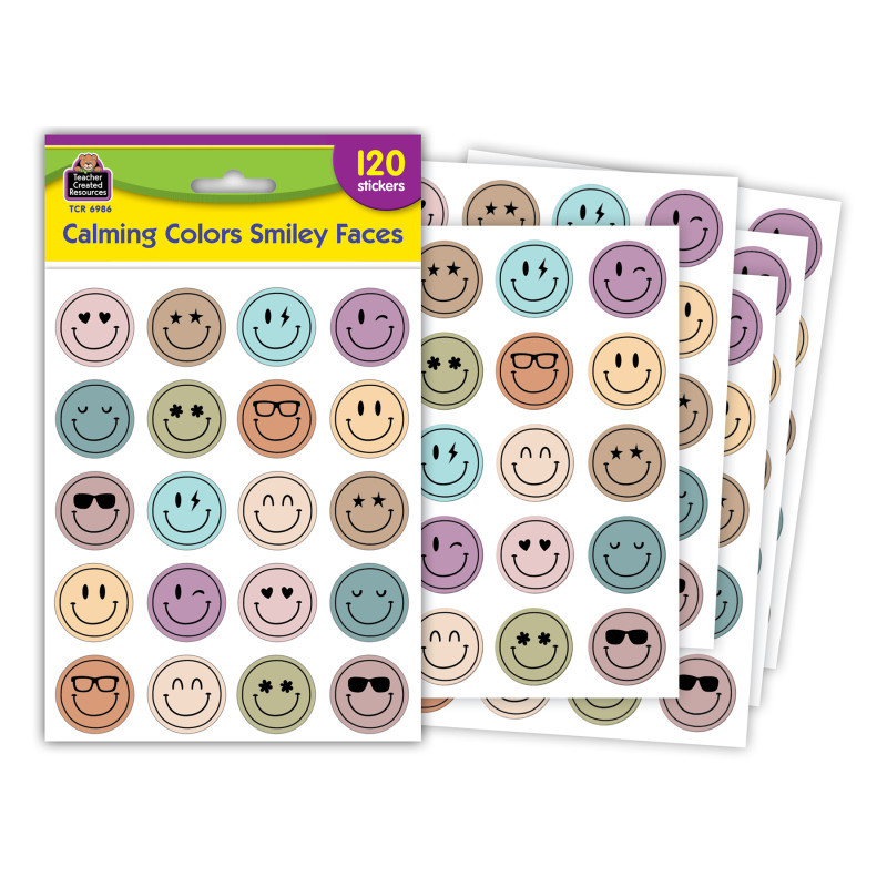 TEACHER CREATED RESOURCES Teacher Created Resources® Calming Colors Smiley Faces Stickers, Pack of 120