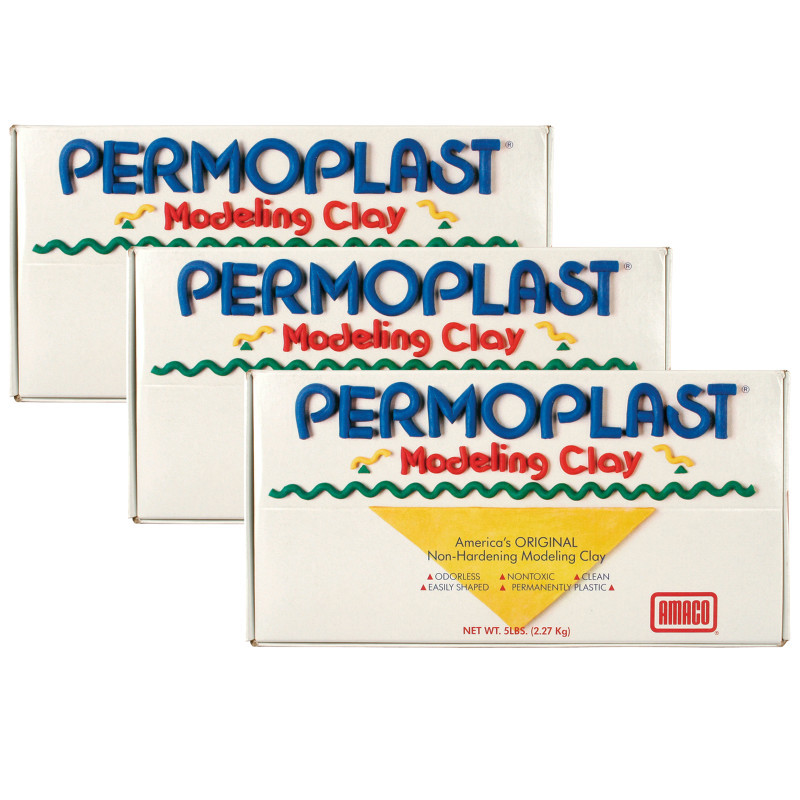 AMERICAN ART CLAY AMACO Permoplast Modeling Clay, Cream, 1 lb. Per Box, 3 Boxes