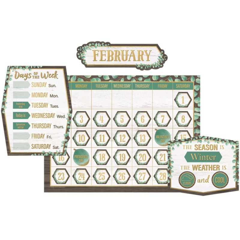 TEACHER CREATED RESOURCES Teacher Created Resources® Eucalyptus Calendar Bulletin Board Set