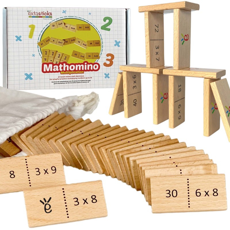 EXTASTICKS LLC Extasticks Mathomino Times Tables Multiplication Domino Math Game