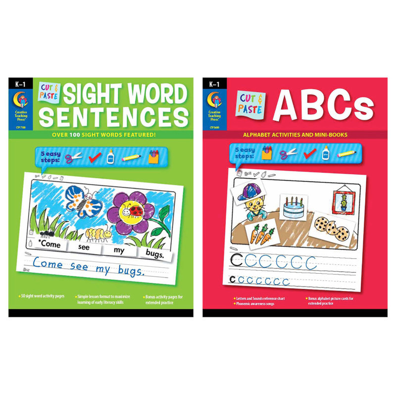 CREATIVE TEACHING PRESS Creative Teaching Press® Cut & Paste Letters & Sight Word Sentences, 2-Book Set