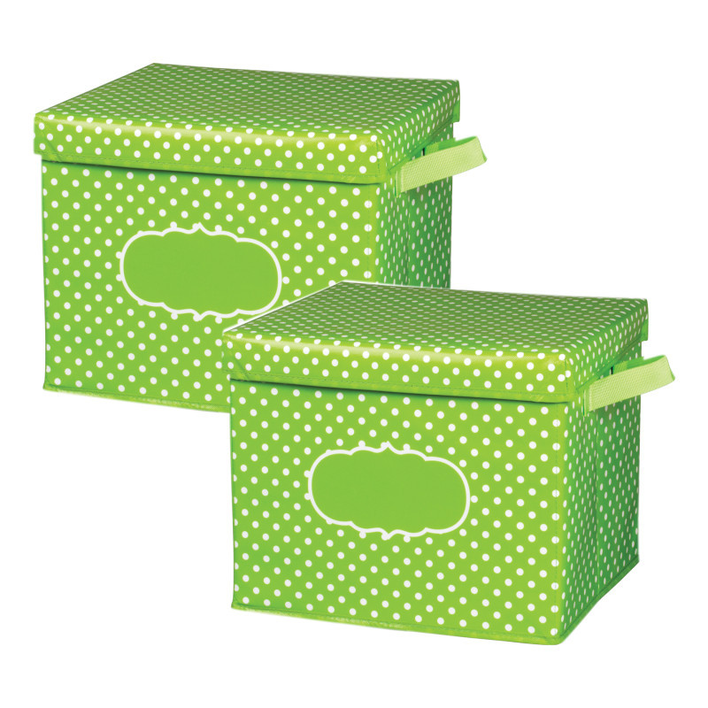 TEACHER CREATED RESOURCES Teacher Created Resources® Lime Polka Dots Storage Box, Pack of 2