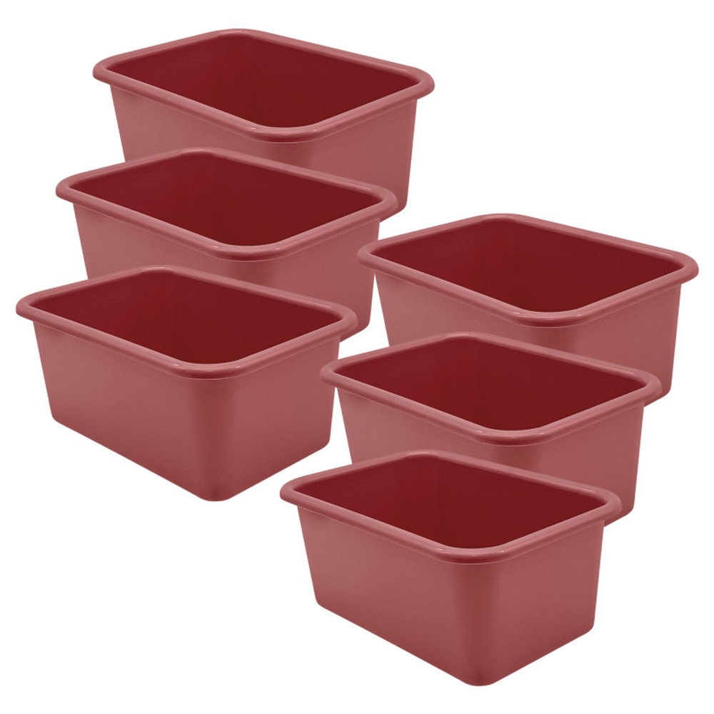 TEACHER CREATED RESOURCES Teacher Created Resources® Small Plastic Storage Bin, Deep Rose, Pack of 6