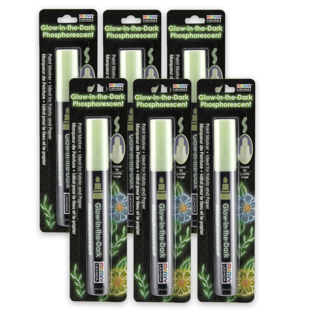 UCHIDA OF AMERICA, CORP Marvy Uchida® Glow In The Dark Green Fabric Marker, Pack of 6