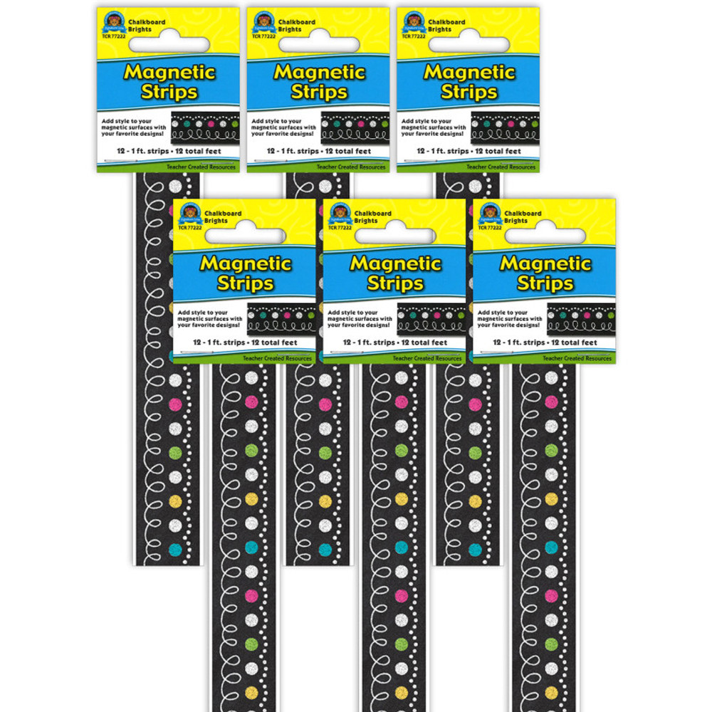 TEACHER CREATED RESOURCES Teacher Created Resources® Chalkboard Brights Magnetic Strips, 12 Feet Per Pack, 6 Packs