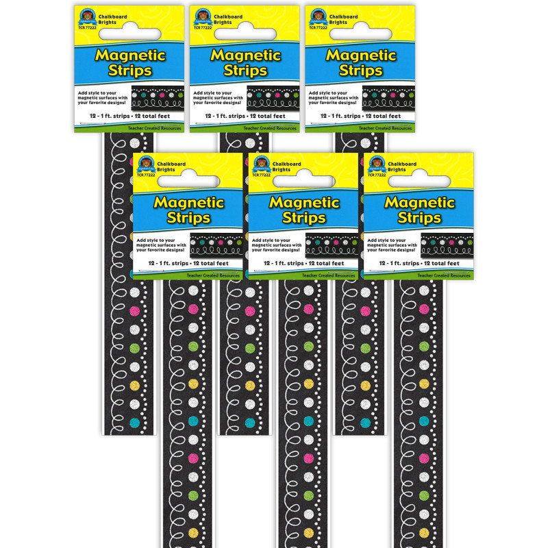 TEACHER CREATED RESOURCES Teacher Created Resources® Chalkboard Brights Magnetic Strips, 12 Feet Per Pack, 6 Packs