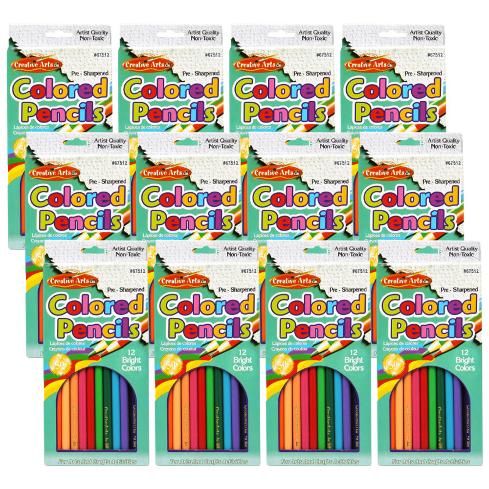 ADVANTUS Charles Leonard Pre-Sharpened Colored Pencils, Assorted Colors, 7 Inches, 12 Per Set, 12 Sets