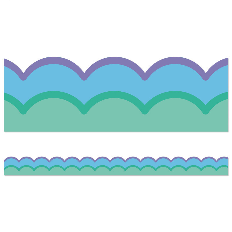 CARSON DELLOSA EDUCATION Carson Dellosa Education Happily Ever Elementary Retro Remix Cool Waves Scalloped Bulletin Board Borders, 39 Feet