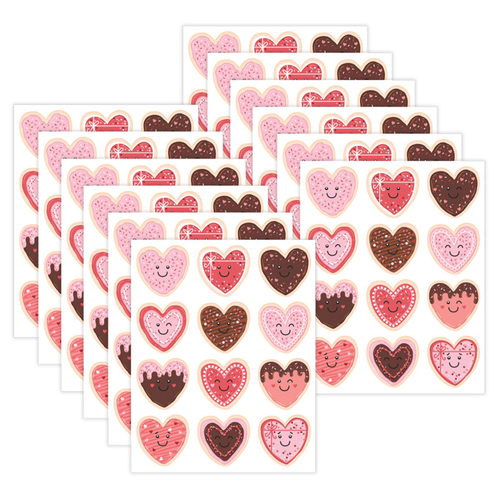 TEACHER CREATED RESOURCES Teacher Created Resources® Frosted Heart Cookies Stickers, 72 Per Pack, 12 Packs