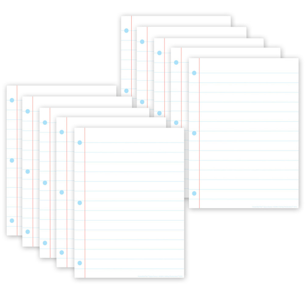 ASHLEY PRODUCTIONS Ashley Productions® Smart Poly® PosterMat Pals™ Space Savers, 13" x 9-1/2", White Notebook Paper, Pack of 10